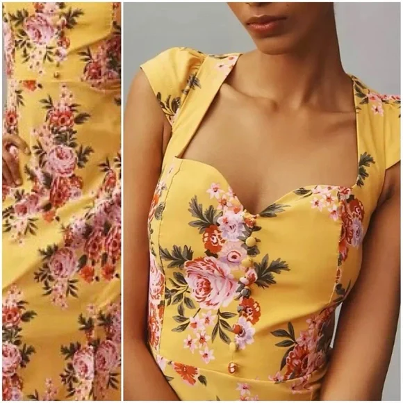 Anthropologie Cecily Fit & Flare Midi Floral Dress - Picture 4 of 11